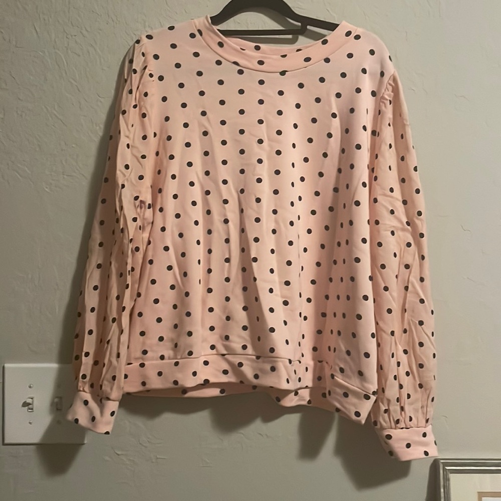 Who What Wear Pink Polka Dot Top Size XXL